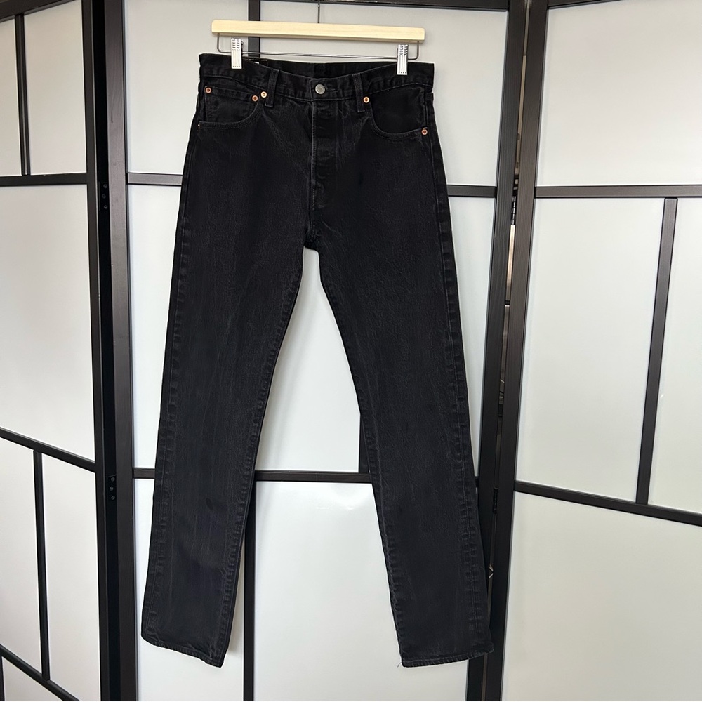 32x34 Levi's 501’s 93’ Black Wash Straight Leg Structured Denim Jean Men’s
